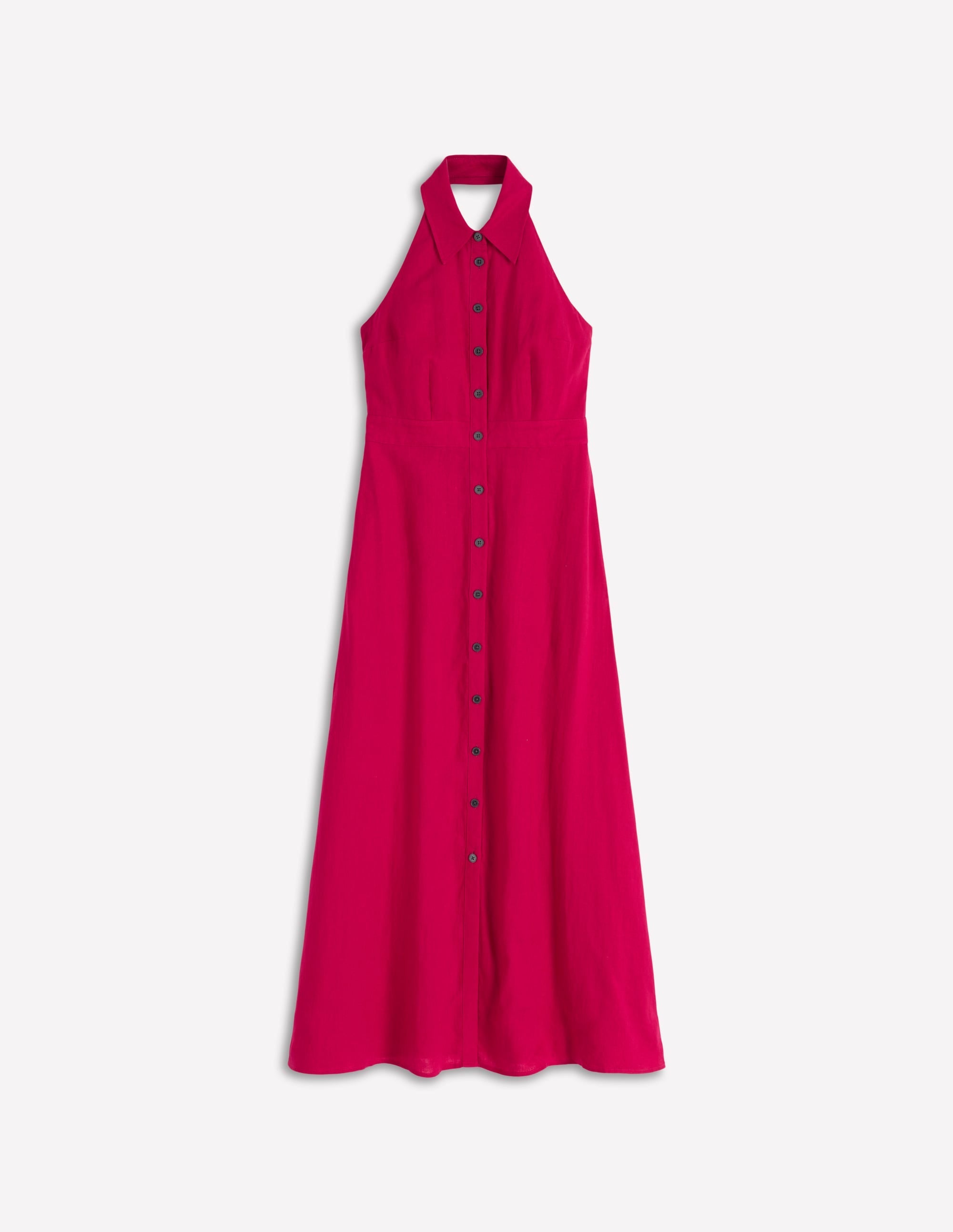 Eva Linen Blend Maxi Dress-Pomegranate