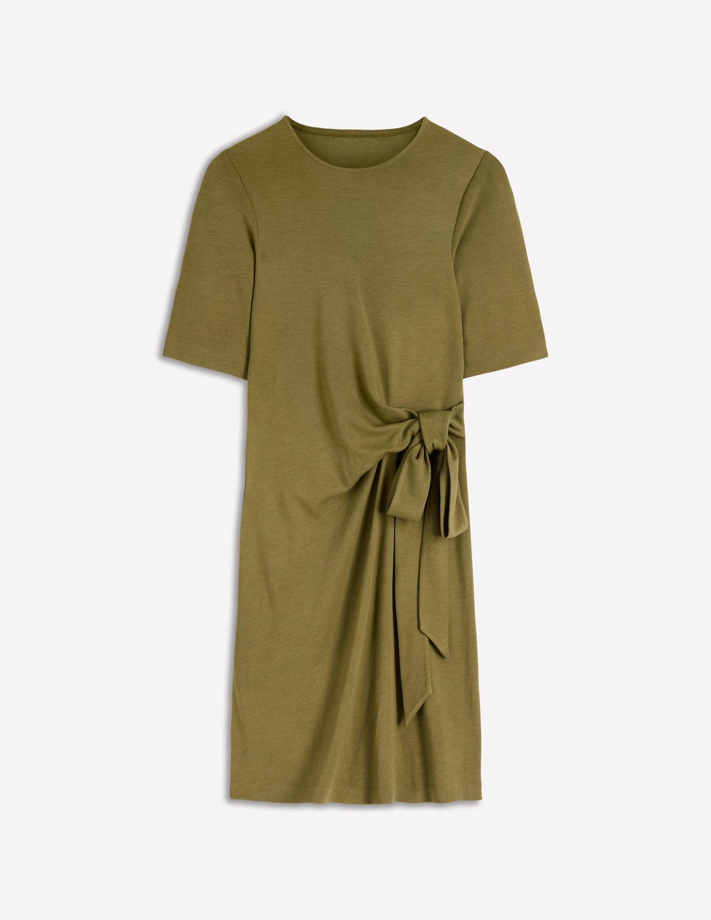 Zinnia Tie Jersey Short Dress-Olive