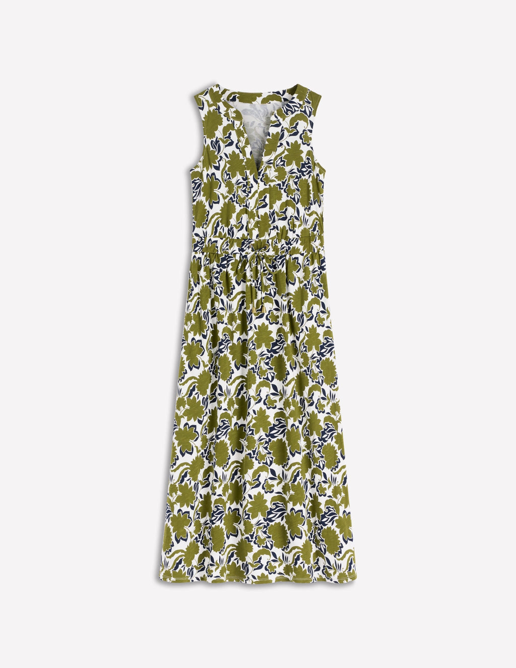 Delphine Midi Sleeveless Dress-Olive, Shadow Blossom