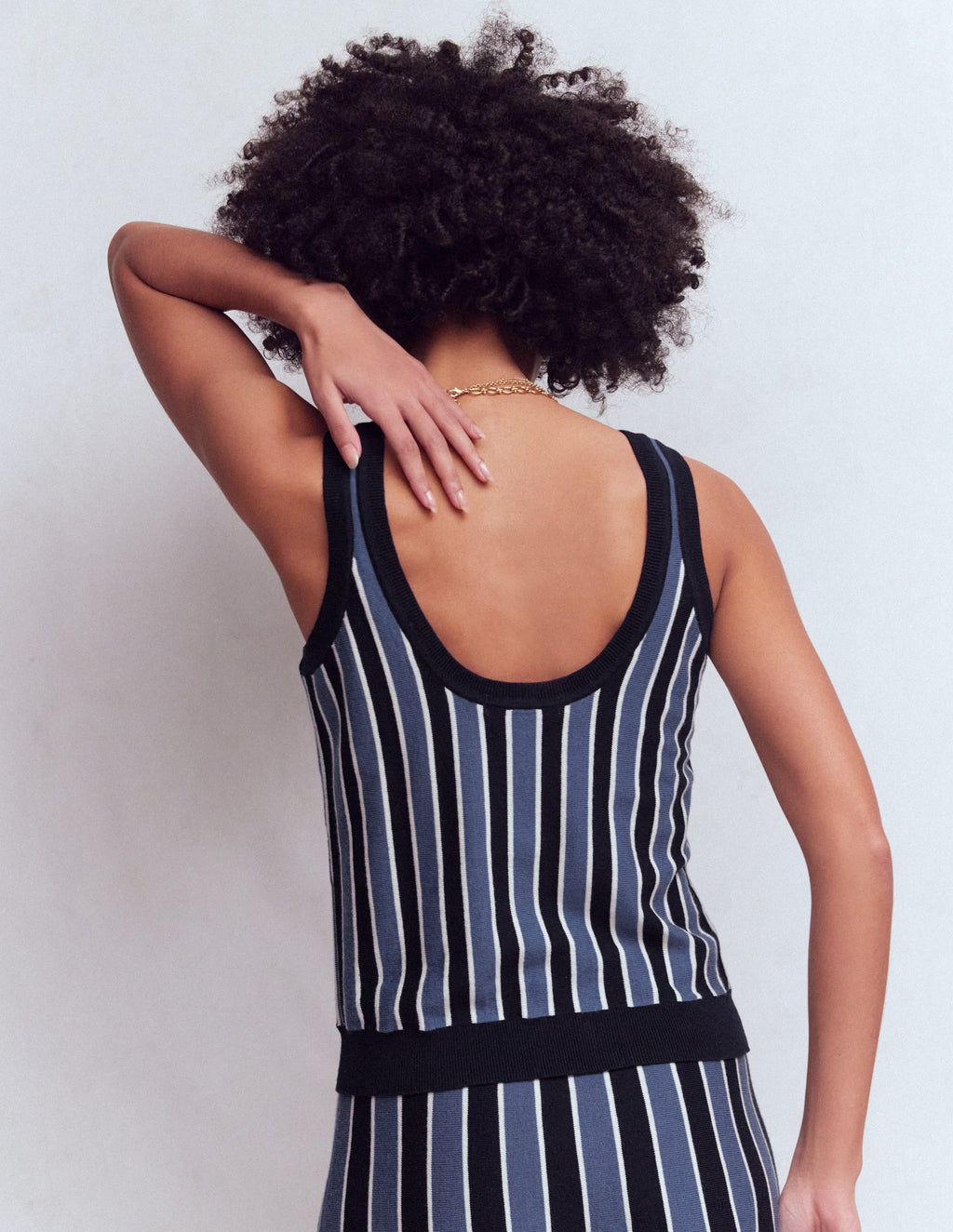 Liz Knitted Tank-True Navy Stripe