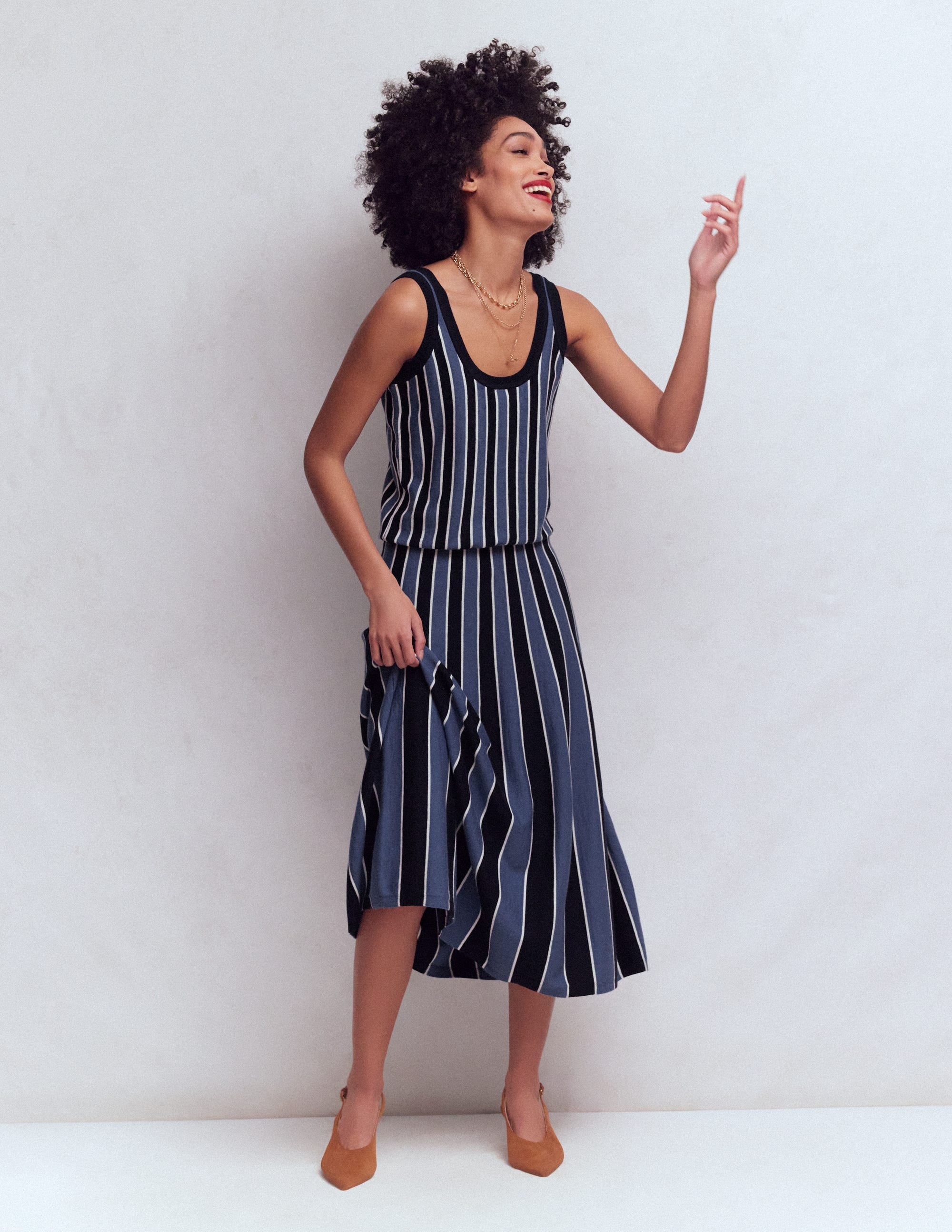 Liz Knitted Tank-True Navy Stripe