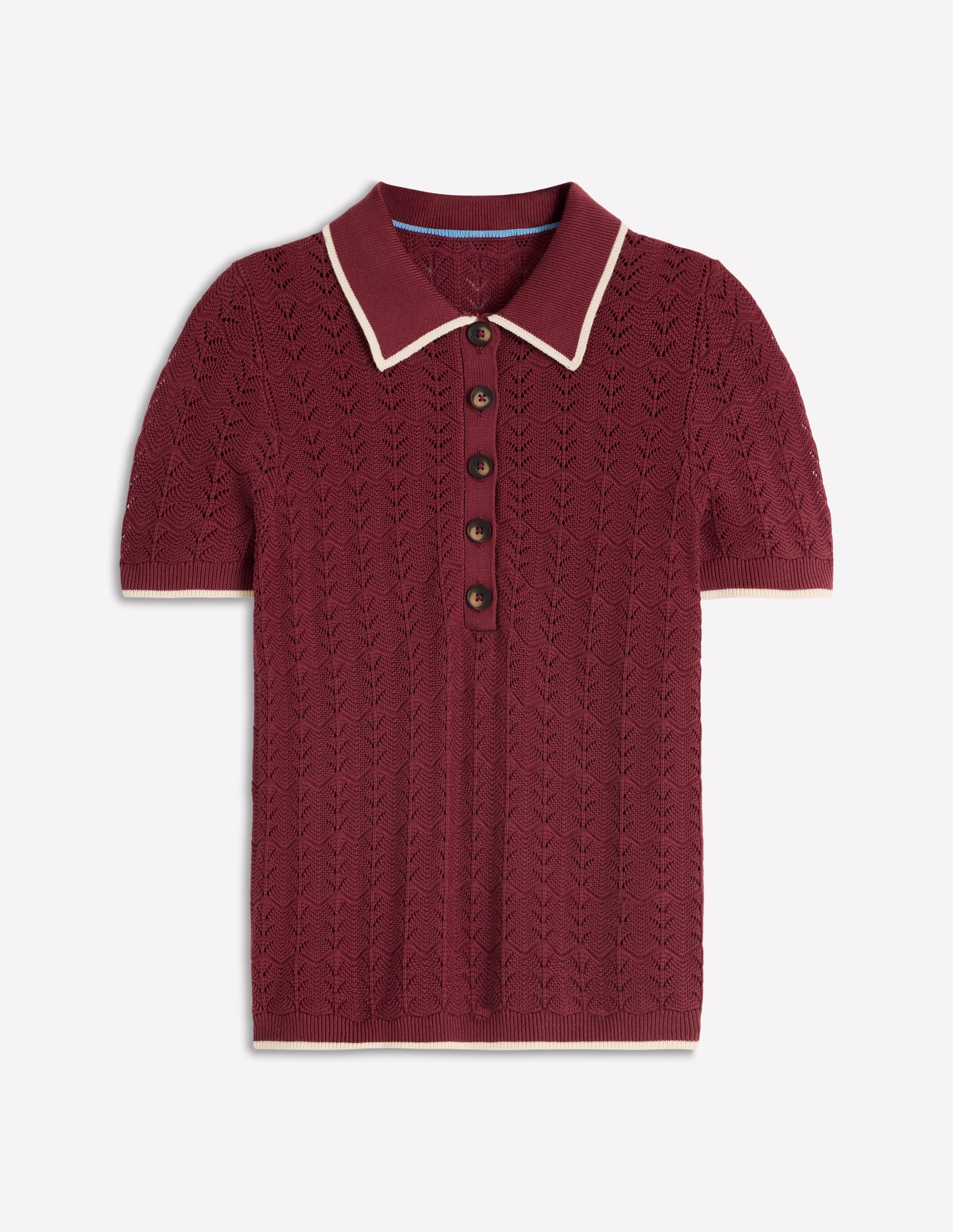 Pointelle Henley T-shirt-Rich Chestnut
