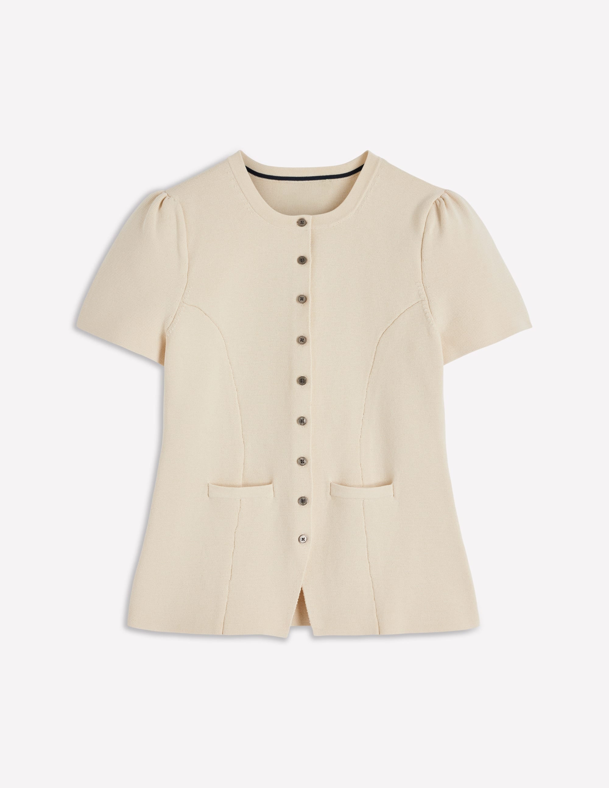 Short Sleeve Knitted Jacket-Ivory