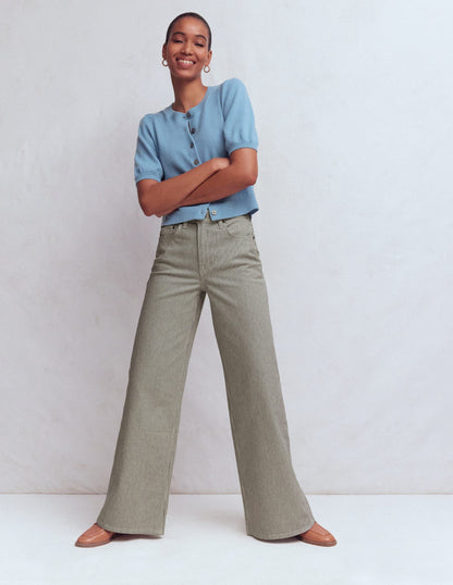 High Rise Wide Leg Jeans-Blue Stripe