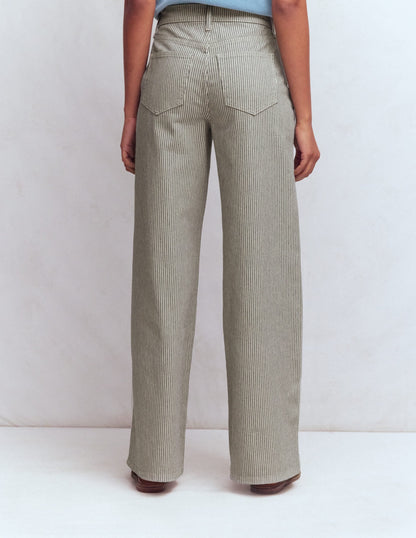 High Rise Wide Leg Jeans-Blue Stripe