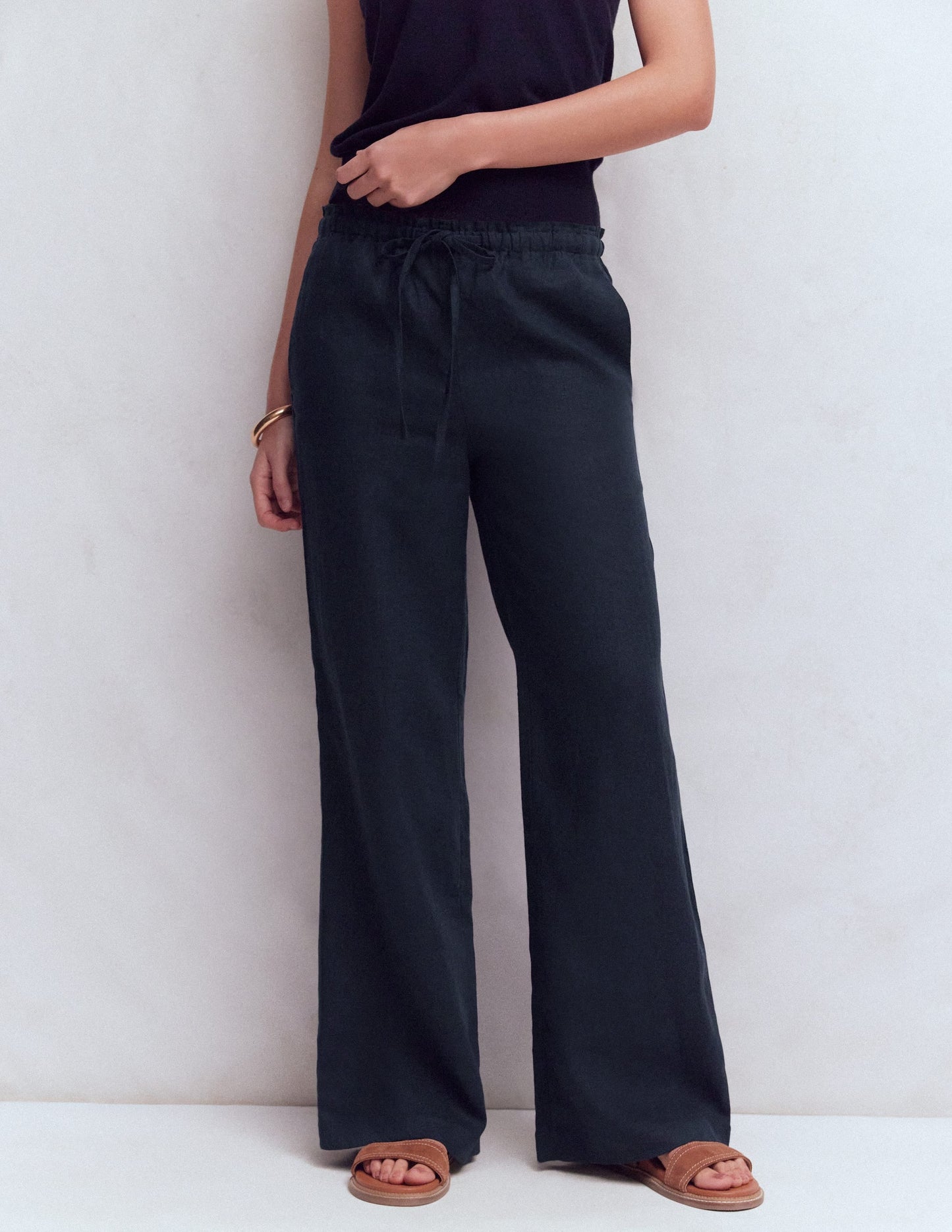Islington Linen Pants-Navy