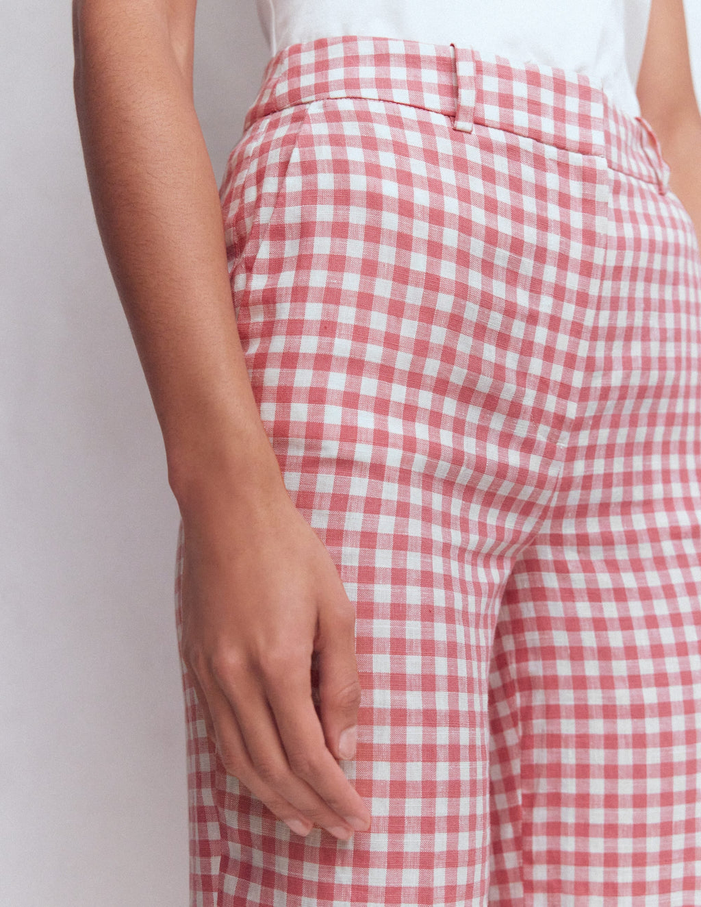 Canonbury 7/8 Linen Pants-Vintage Rose Gingham