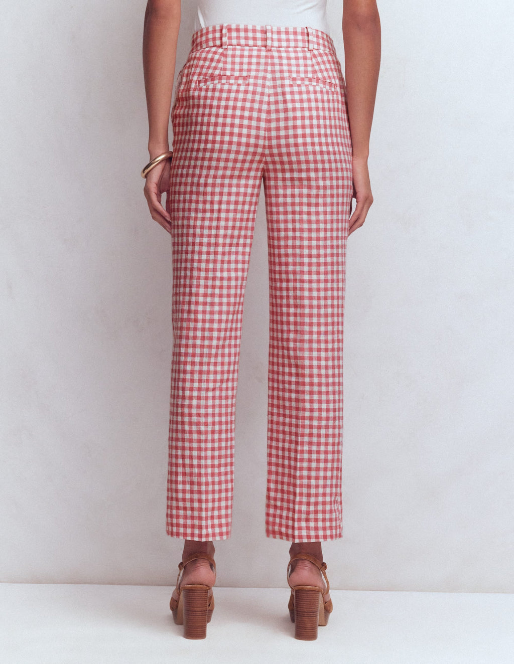 Canonbury 7/8 Linen Pants-Vintage Rose Gingham