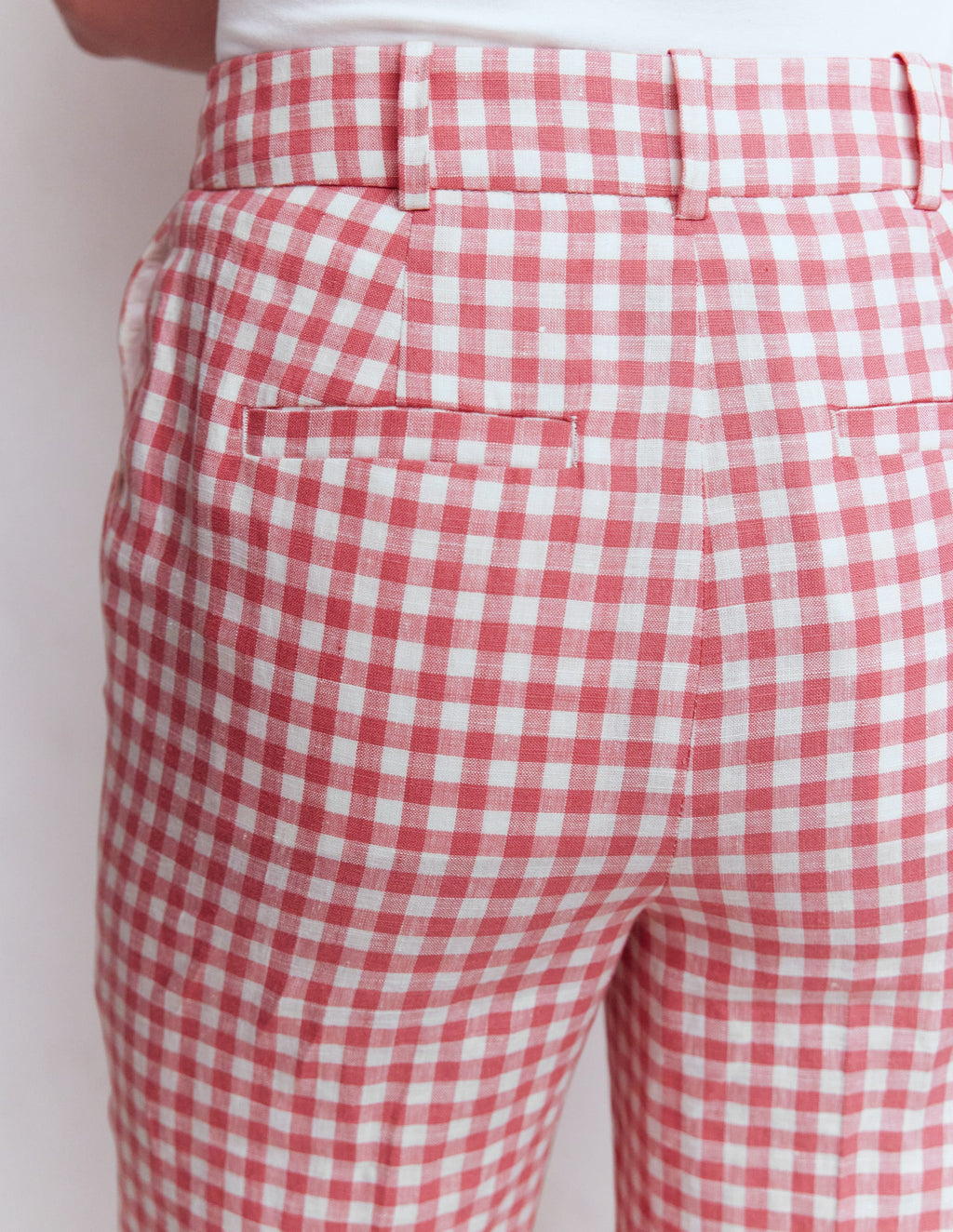 Canonbury 7/8 Linen Pants-Vintage Rose Gingham