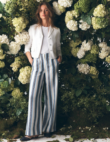 Belgravia Linen Pants-Blue and White Stripe