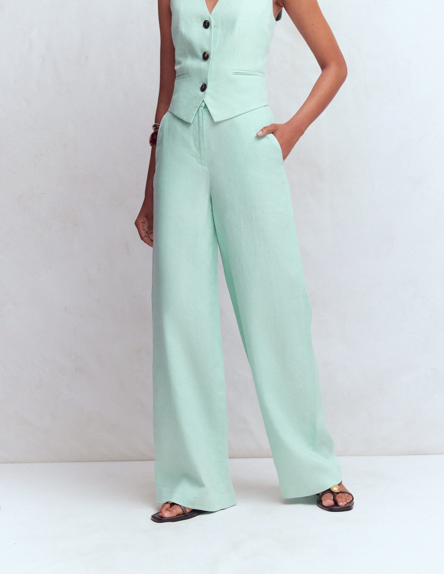 Belgravia Linen Pants-Spearmint