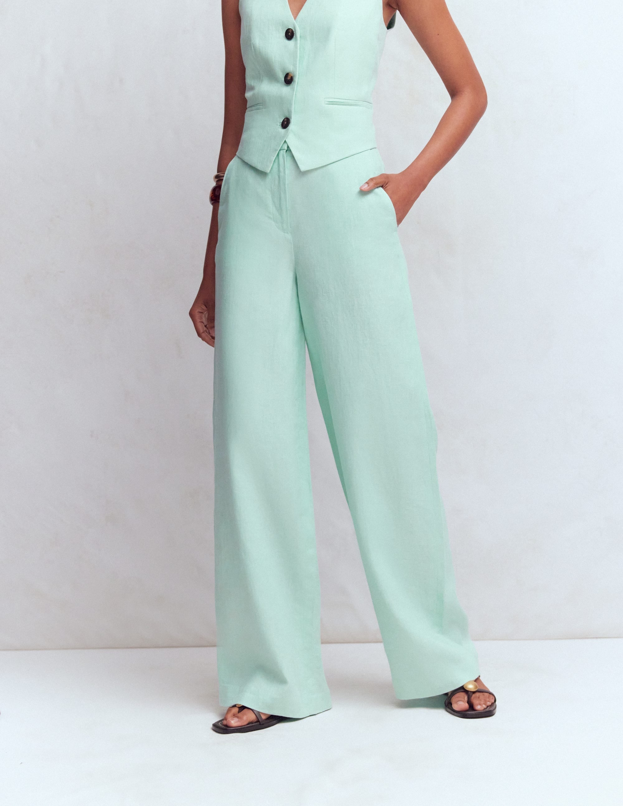 Belgravia Linen Pants-Spearmint