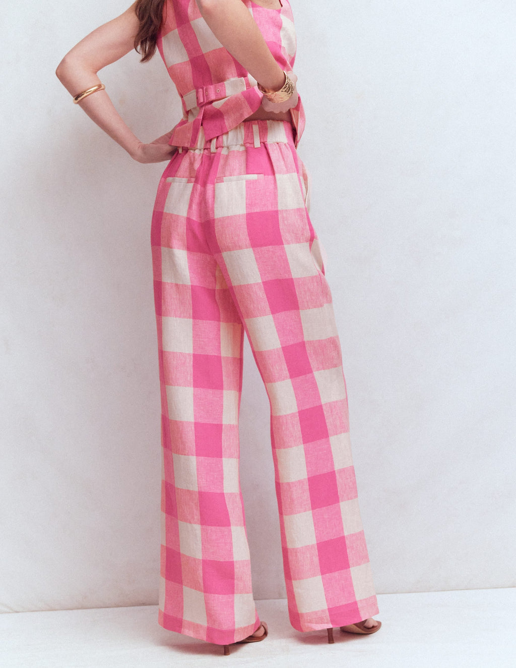 Kensington Linen Pants-Pink Punch Gingham