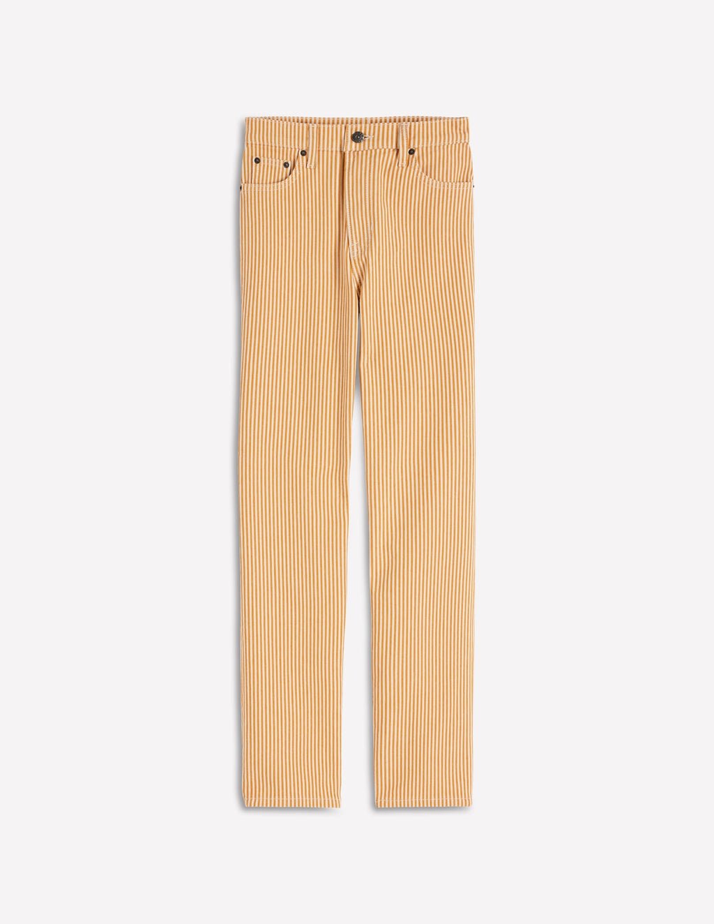 High Rise Straight Jeans-Yellow Stripe