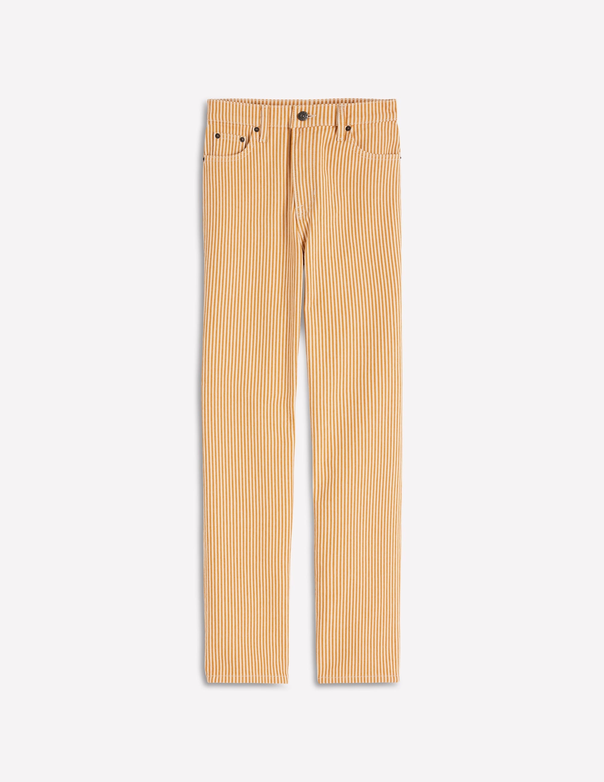 High Rise Straight Jeans-Yellow Stripe