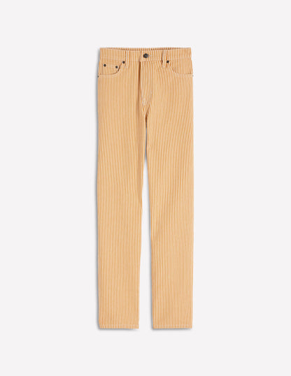 High Rise Straight Jeans-Yellow Stripe
