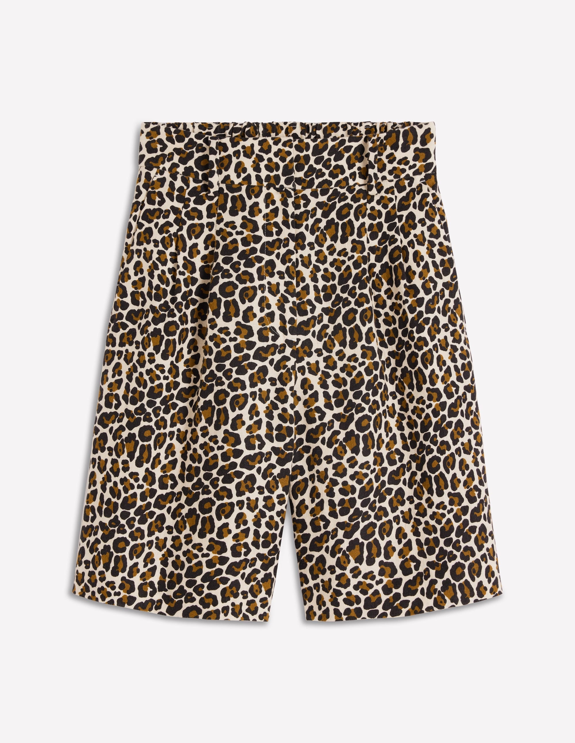 Kensington Linen Shorts-Almond Milk, Cheetah Pop