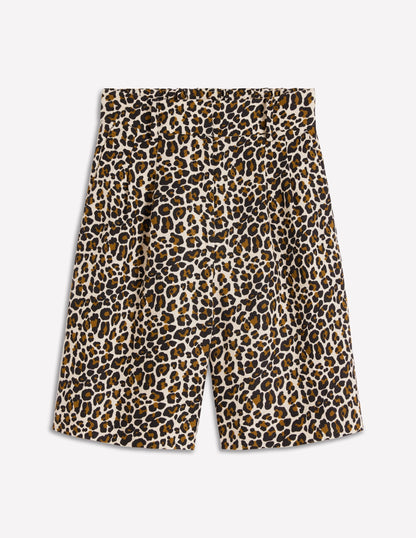 Kensington Linen Shorts-Almond Milk, Cheetah Pop