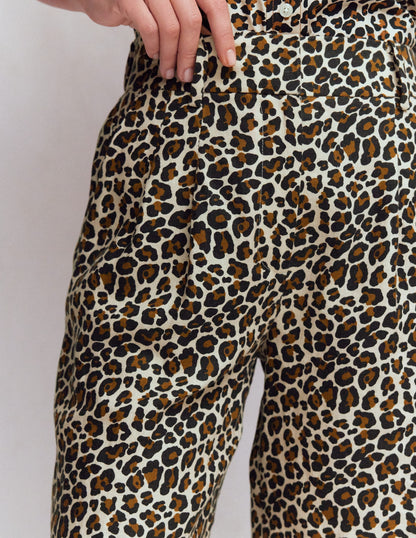 Kensington Linen Shorts-Almond Milk, Cheetah Pop