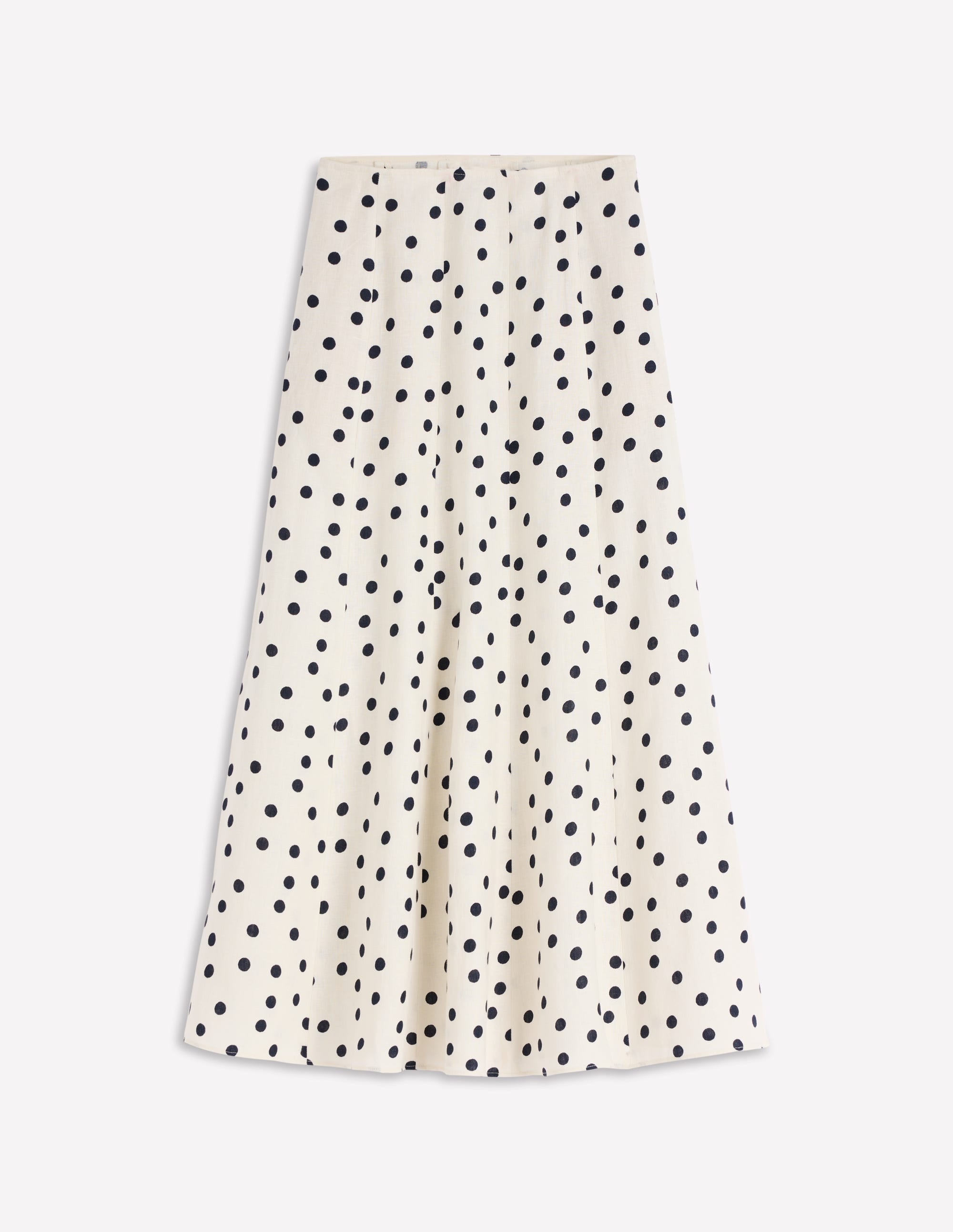 Miriam Linen Maxi Skirt-Ivory, Painted Dot