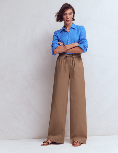 Greenwich Tie Waist Pants-Cappuccino