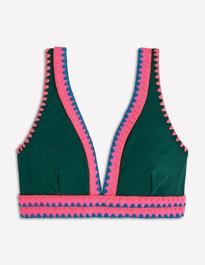 Porto V-neck Bikini Top-Mangrove, Embroidery