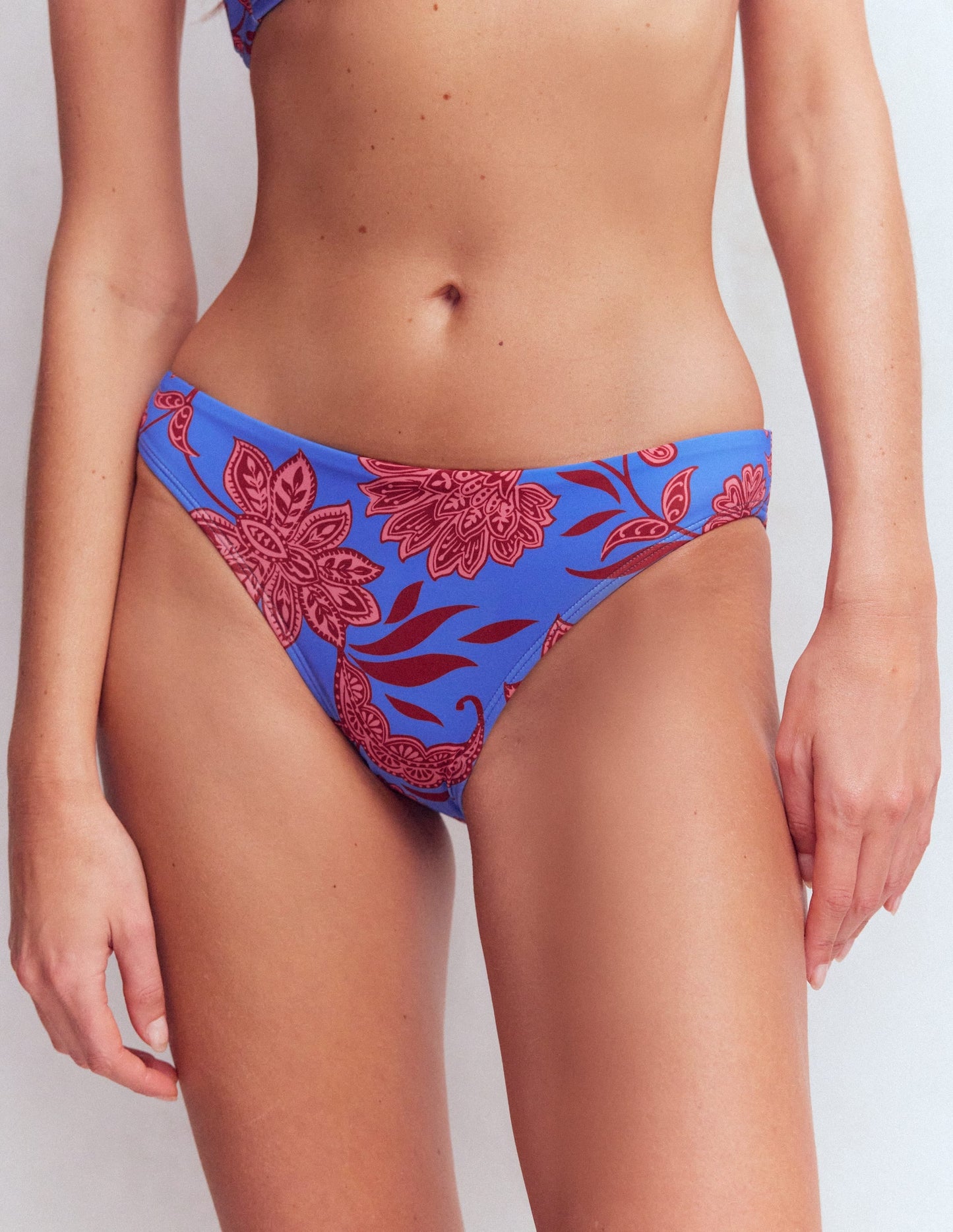 Classic Bikini Bottoms-Blue, Elegant Blossom