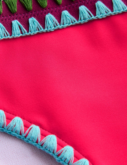 Porto Bikini Bottoms-Rosy, Embroidery