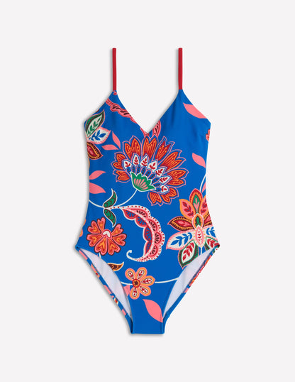 Palermo V Swimsuit-Blue, Elegant Blossom