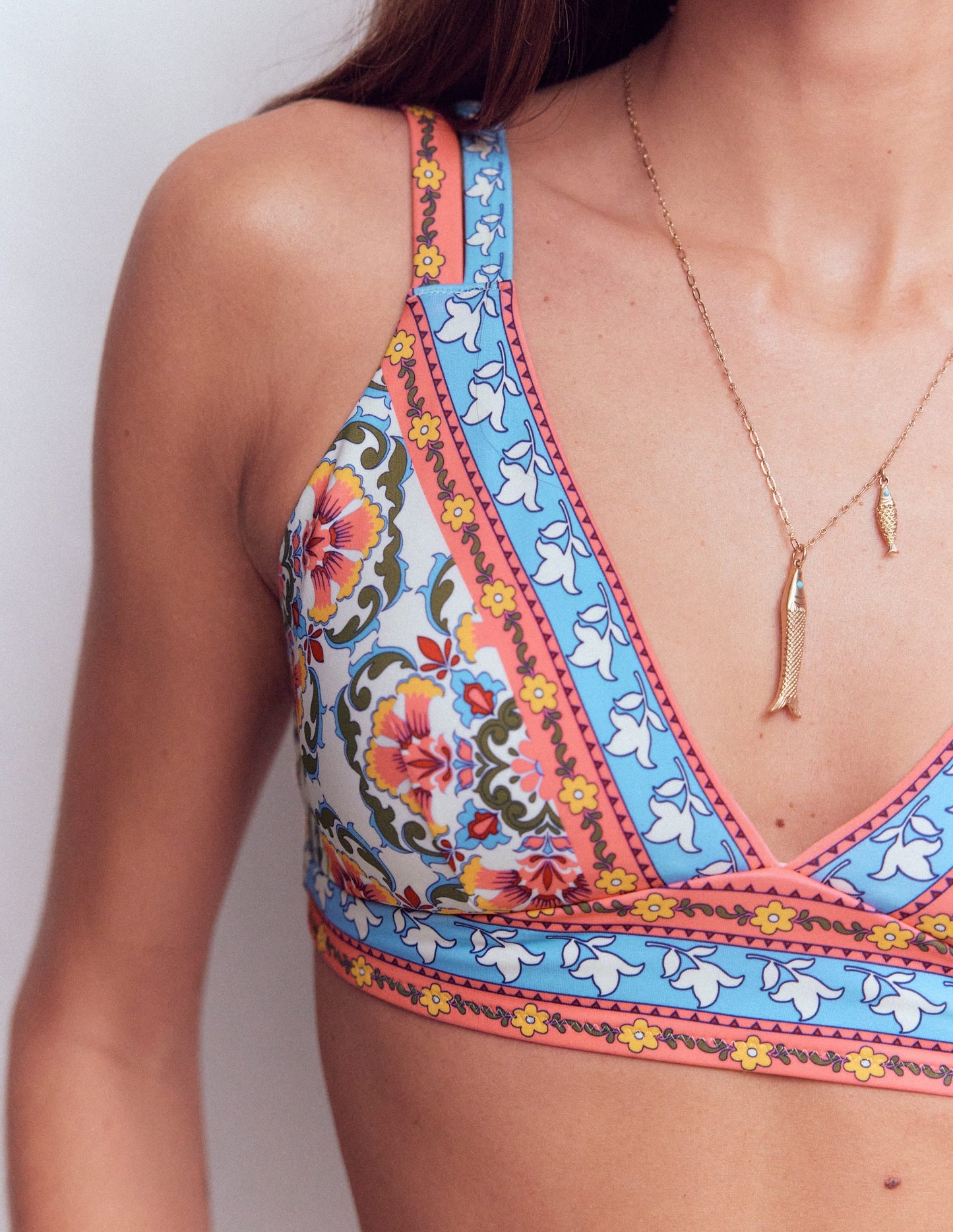 Arles Bikini Top-Pink, Ornamental Trellis