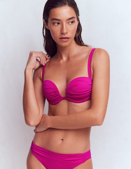 Pleated Cup Bikini Top-Bright Fuchsia