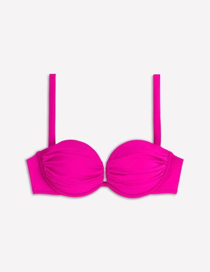 Pleated Cup Bikini Top-Bright Fuchsia