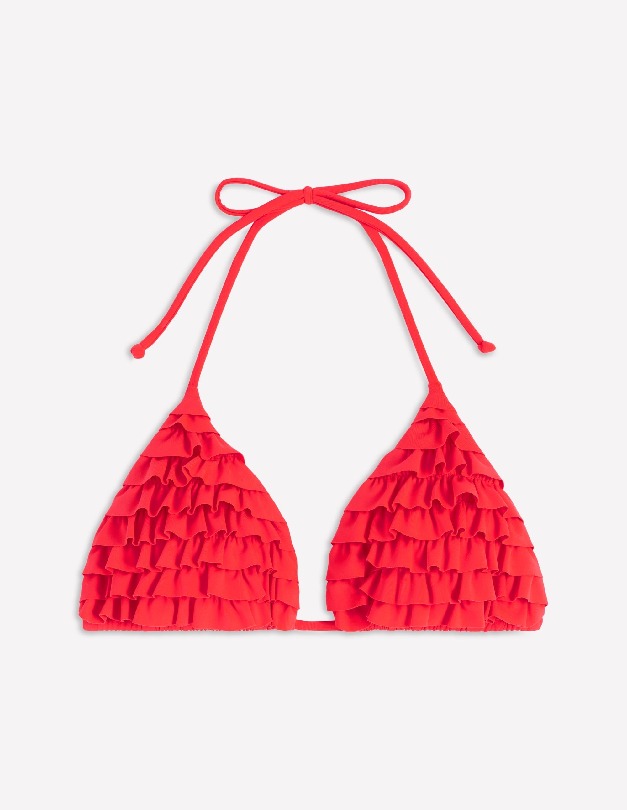 Ruffle Bikini Top-Fiery Coral