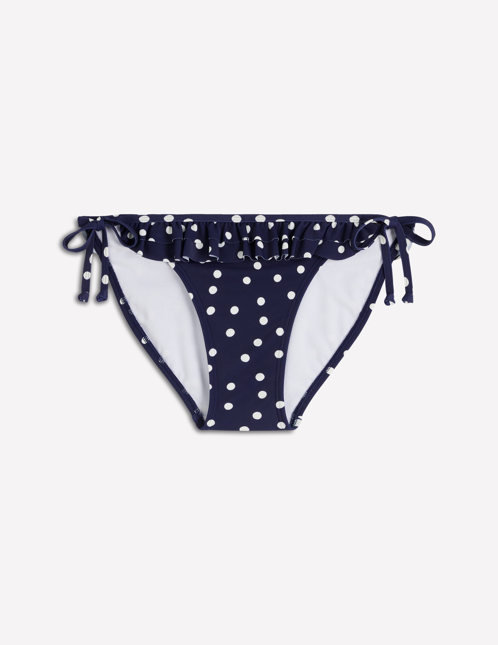 Ruffle Bikini Bottoms-French Navy, Painted Dot