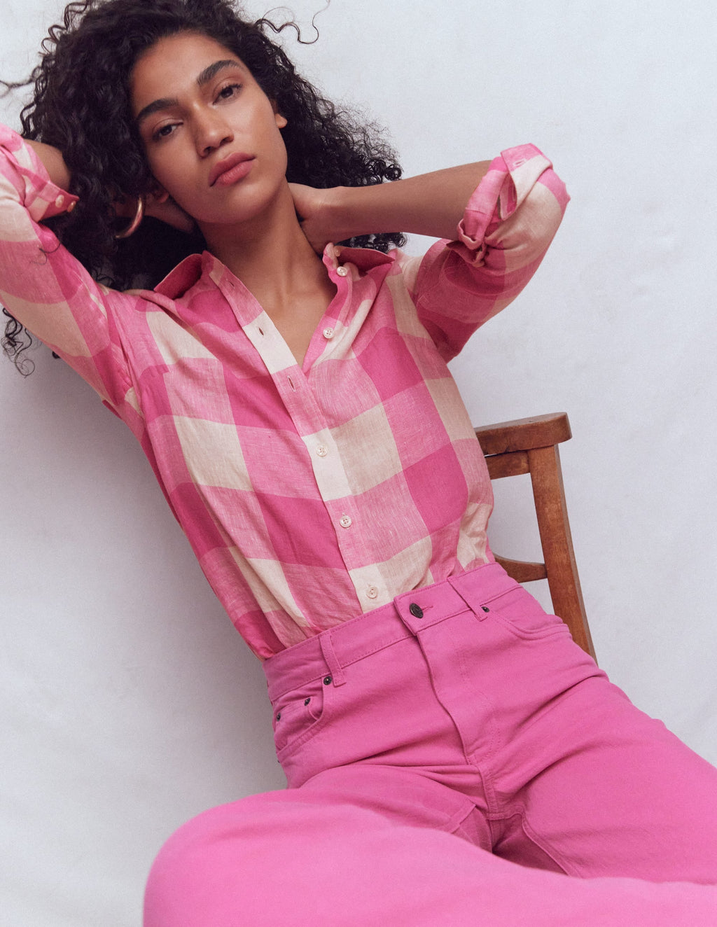 Sienna Linen Shirt-Pink Punch Gingham