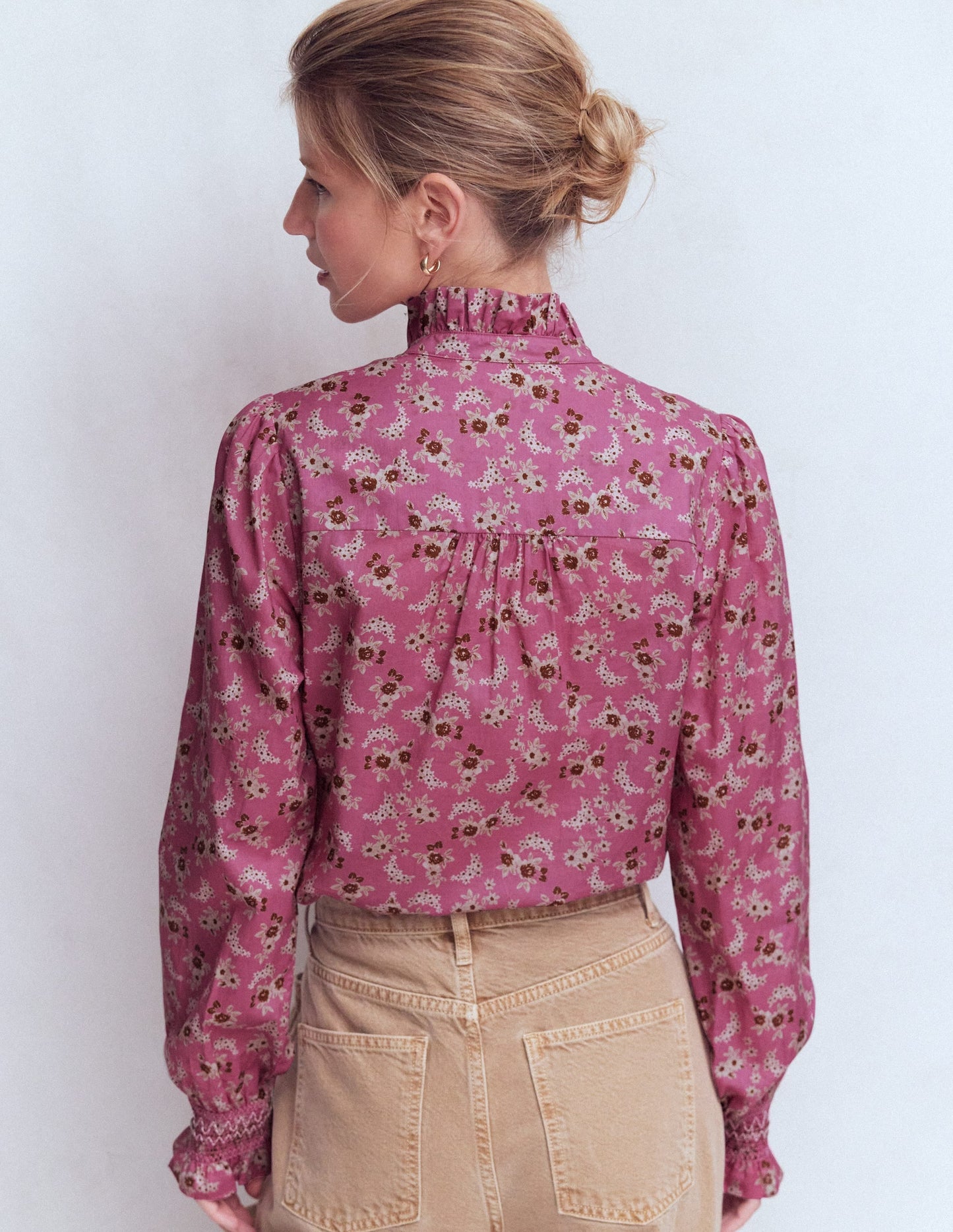 Esme Smocked Detail Frill Top-Orchid Purple, Dainty Blooms