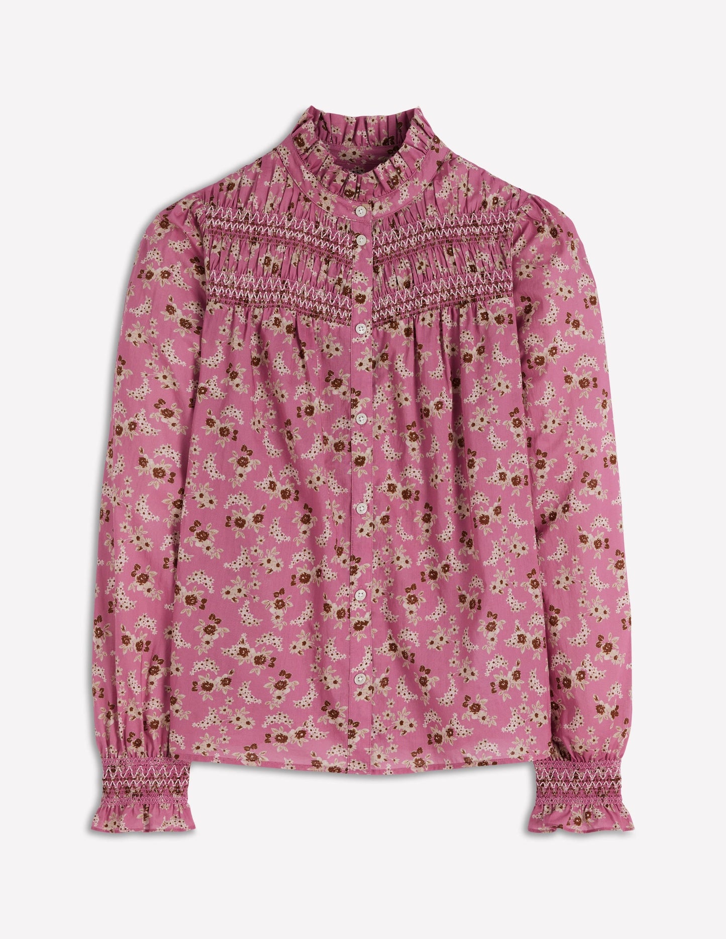 Esme Smocked Detail Frill Top-Orchid Purple, Dainty Blooms