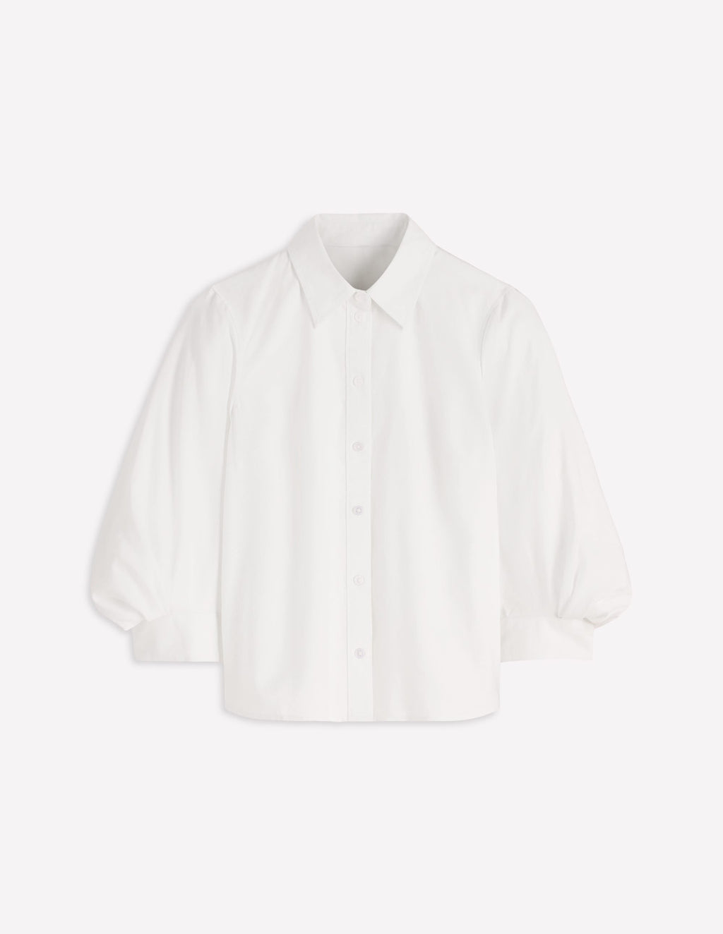 Puff Sleeve Oxford Shirt-White