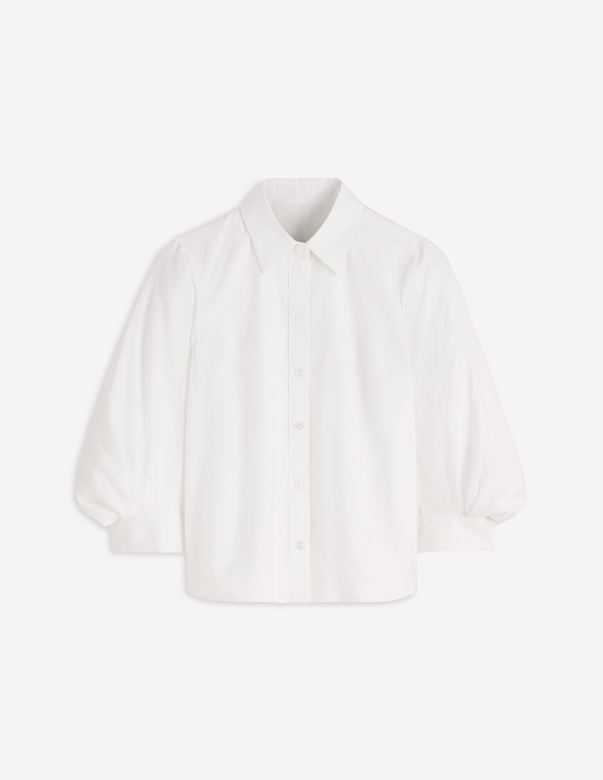Puff Sleeve Oxford Shirt-White