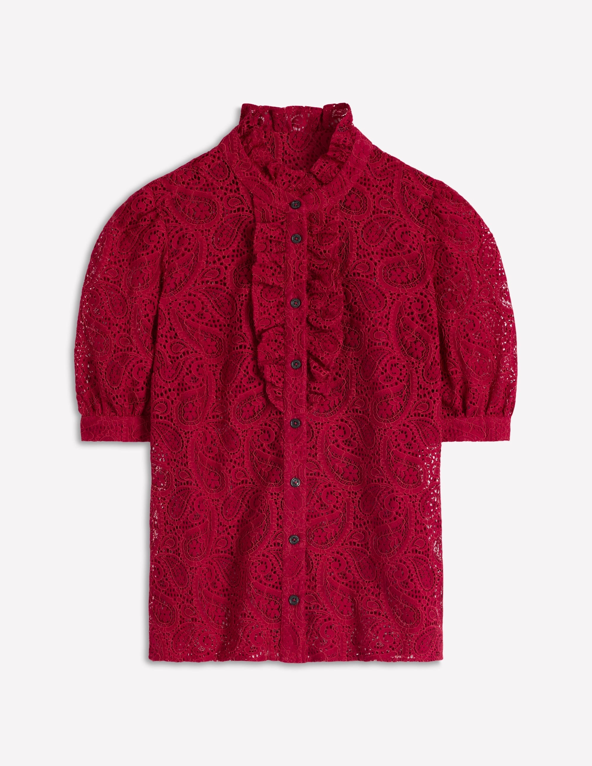 Sasha Short Sleeve Lace Top-Pomegranate