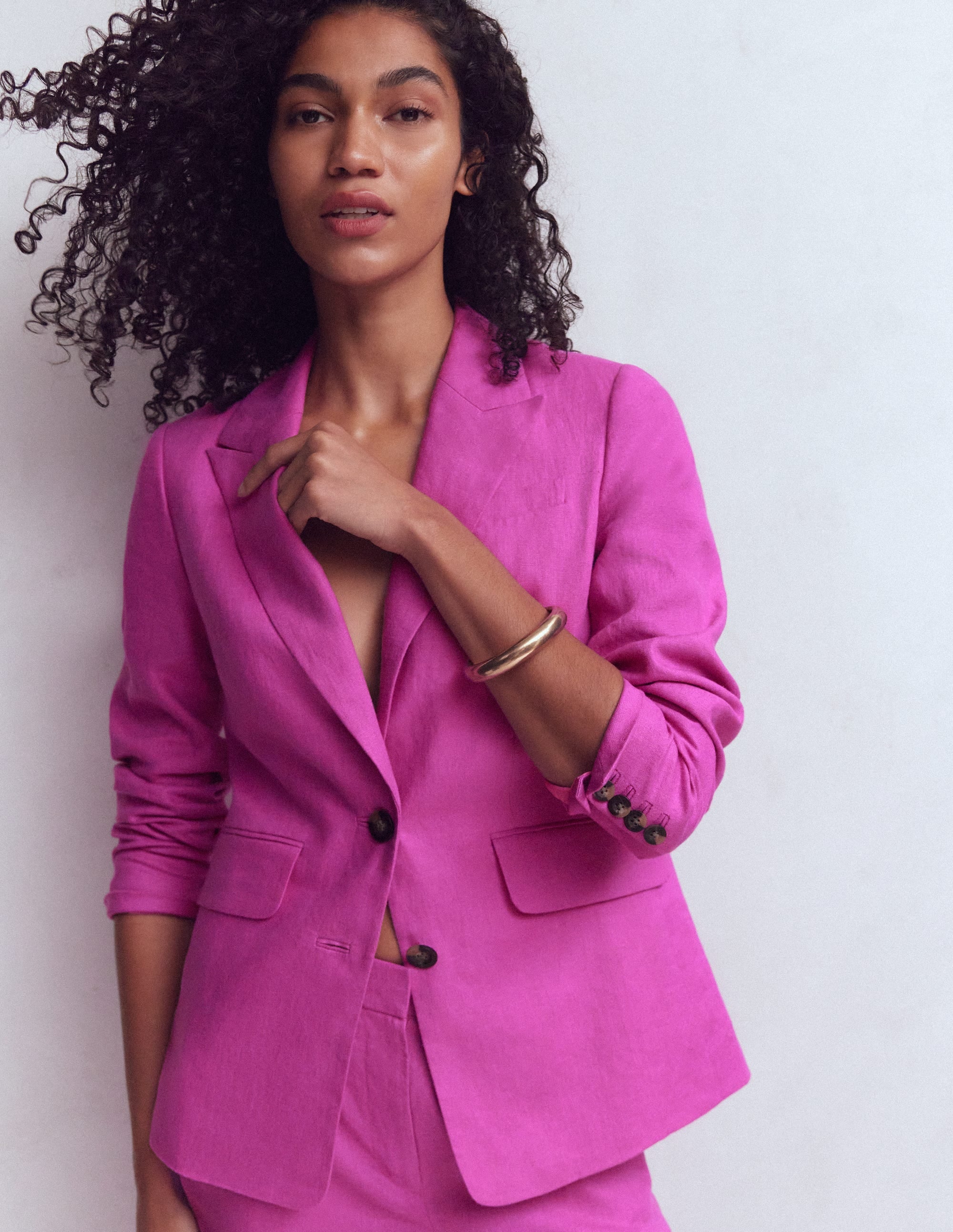 Stamford Linen Blazer-Passion Flower