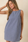 MINKPINK Delmar Blue Pinstripe Mini Shift Dress