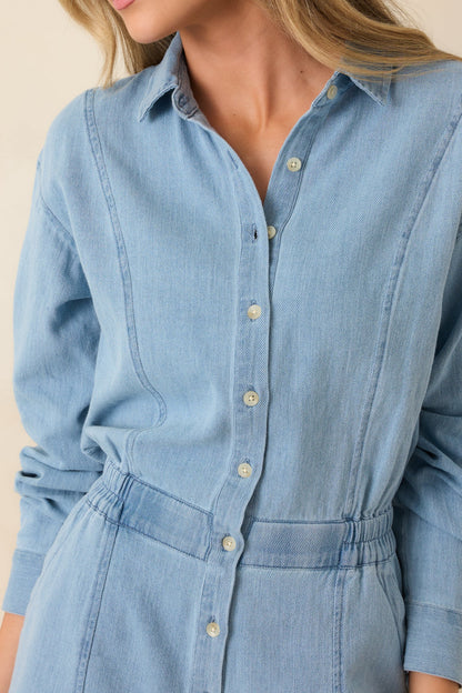 Z Supply Lake Blue Sully Cotton Twill Romper