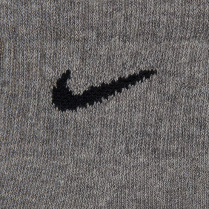 Gray knit quarter sock with black Nike swoosh logo detail