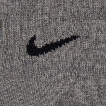 Gray knit quarter sock with black Nike swoosh logo detail