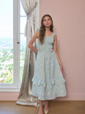 Smocked Ruffle Strap Midi Dress