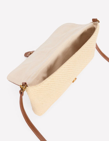 Buckle Crossbody Bag-Natural Raffia