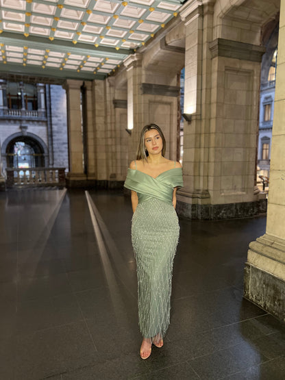 The Delina dress soft green