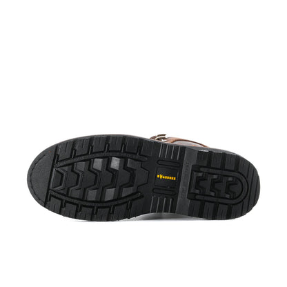 Men's brown boot outsole with patterned traction tread