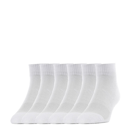 Six-pack white extra-large quarter crew socks